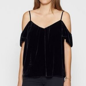 Joie Black Velvet‎ Cold Shoulder Blouse